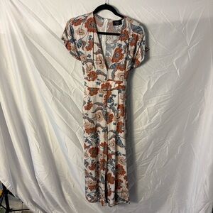 Vici Ivory Jumpsuit with Rust Floral Print